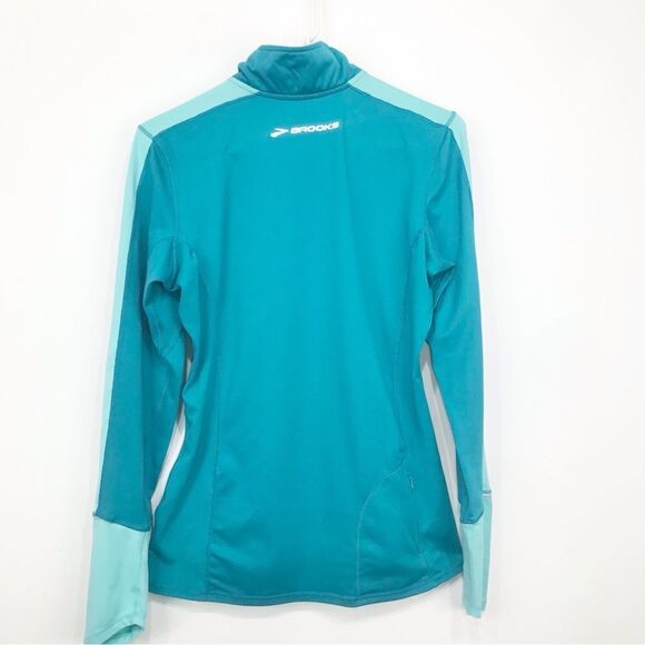 Brooks Teal Blue Dash Equilibrium Tech Thumbhole Performance Running Pullover - Picture 8 of 15